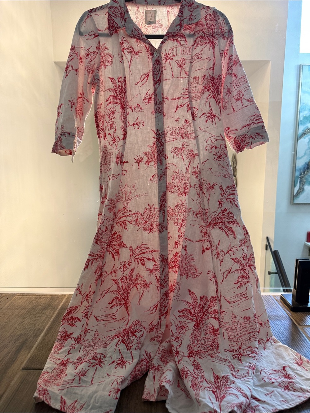 Joie White Dress with Red Botanical Print